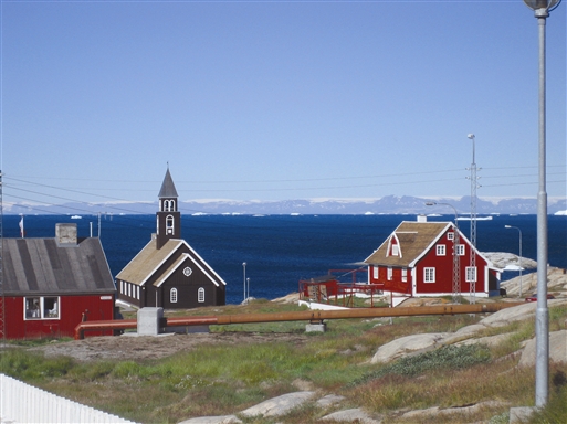 Ilulissat, situated down by the Diskobay
