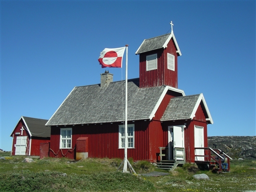The meetingpoint of the settlement is the small wodden church