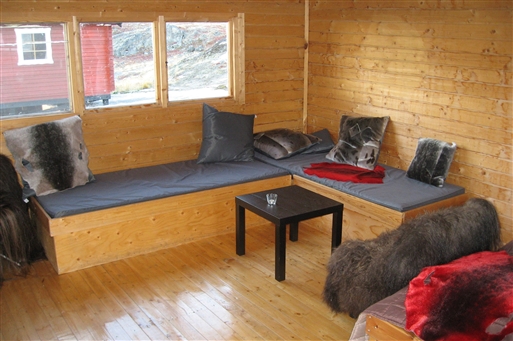 Inside one of the huts