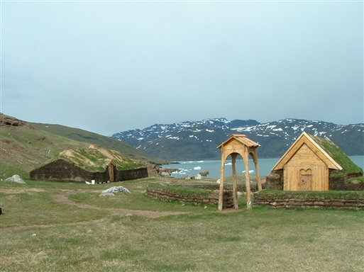Reconstructions of the turf farm and the church from the age of Erik the Red 