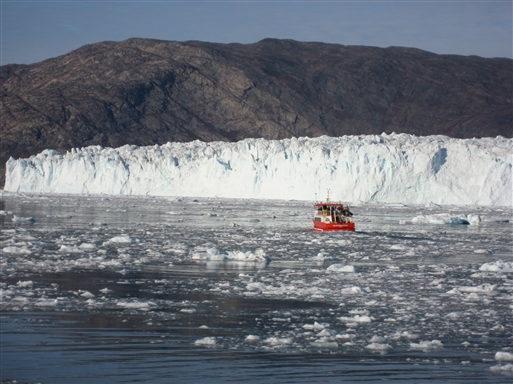 The front of the glacier rises approx. 110 m. from the surface of the sea