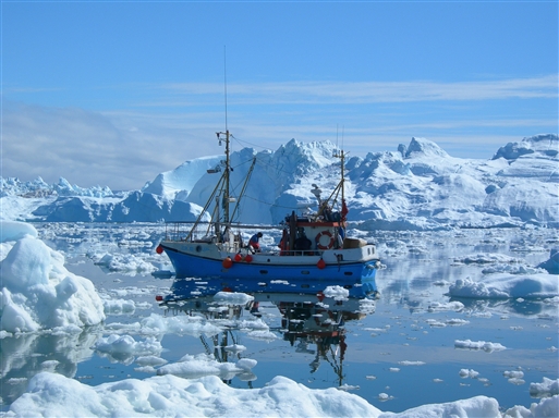 Fishermen on a day's work in the icepacked waters around Ilulissat