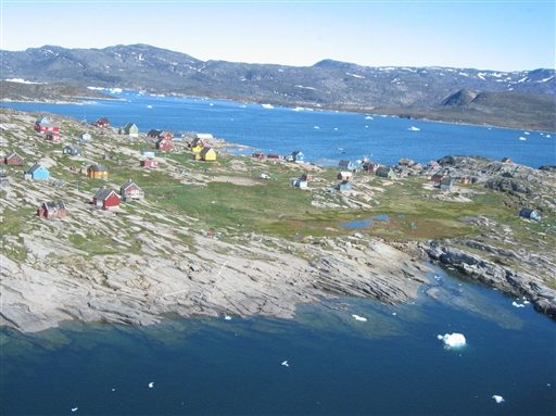 Greenlandic village with its typical colourful houses