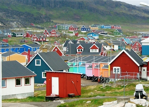 Typical colourful houses in Qeqertarsuaq on the Disko Island