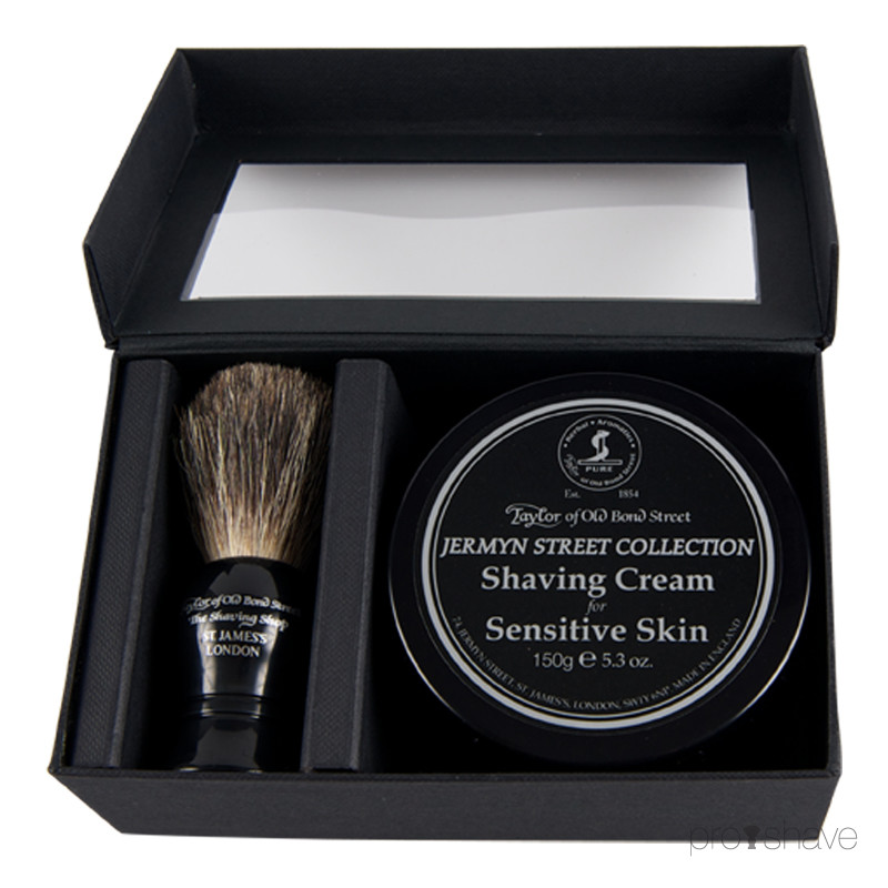 Taylor Of Old Bond Street Gaveæske med Barberkost og Barbercreme, Jermyn Street Collection