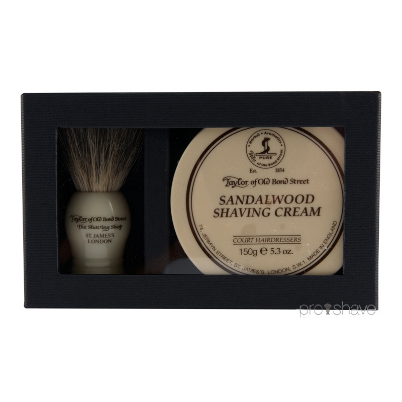 Taylor Of Old Bond Street Gaveæske med Barberkost og Barbercreme, Sandeltræ