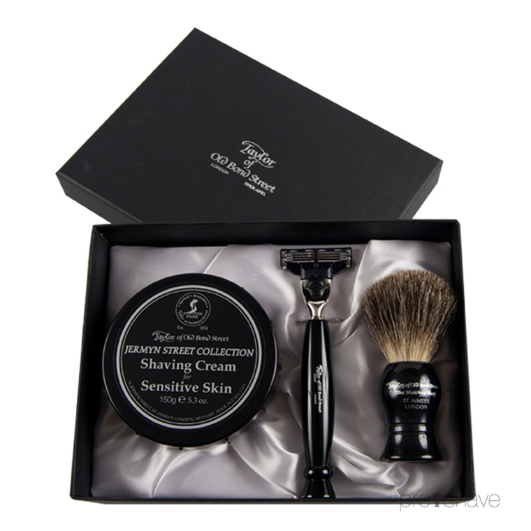 Taylor Of Old Bond Street Gaveæske med Skraber, Barberkost og Barbercreme, Jermyn St Collection