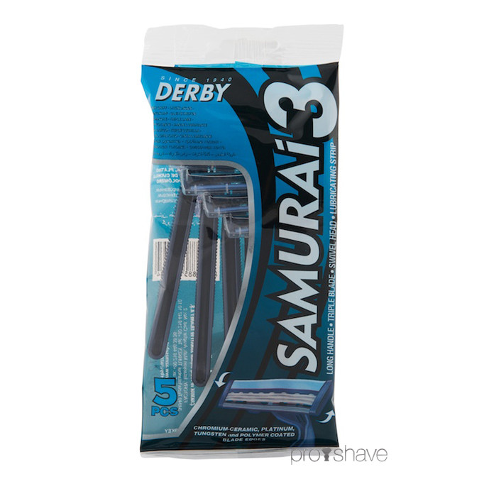 Derby Samurai 3, Engangsskraber med 3 klinger (Pakke med 5 stk.)