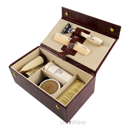 Taylor Of Old Bond Street Luksus Grooming kit, Brunt skind m. ruskindsfor