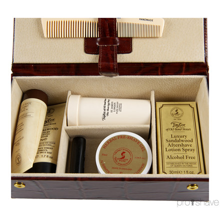 Taylor Of Old Bond Street Luksus Grooming kit, Brunt skind m. ruskindsfor