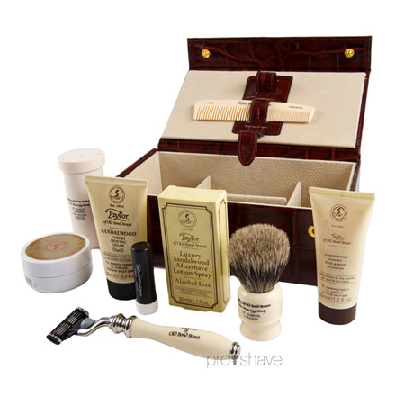 Taylor Of Old Bond Street Luksus Grooming kit, Brunt skind m. ruskindsfor