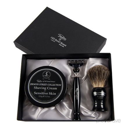 Taylor Of Old Bond Street Gaveæske med Skraber, Barberkost og Barbercreme, Jermyn St Collection