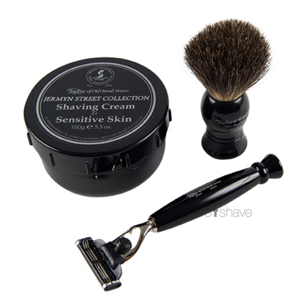 Taylor Of Old Bond Street Gaveæske med Skraber, Barberkost og Barbercreme, Jermyn St Collection