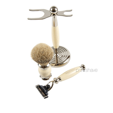 Taylor Of Old Bond Street Barbersæt med Mach3 Skraber, Barberkost og holder, imit. elfenben