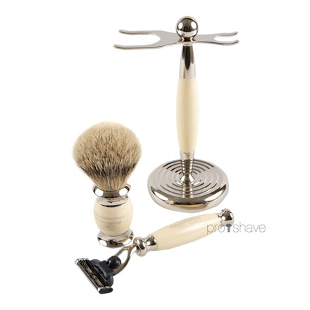 Taylor Of Old Bond Street Barbersæt med Mach3 Skraber, Barberkost og holder, imit. elfenben