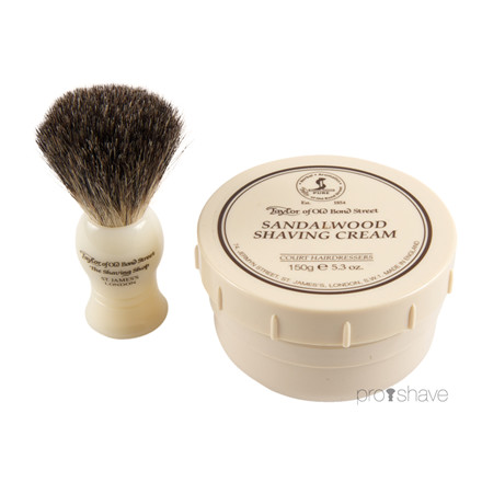 Taylor Of Old Bond Street Gaveæske med Barberkost og Barbercreme, Sandeltræ