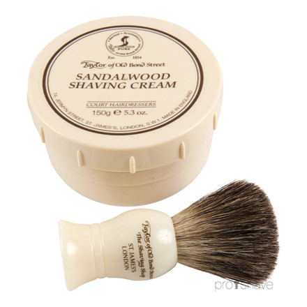 Taylor Of Old Bond Street Gaveæske med Barberkost og Barbercreme, Sandeltræ