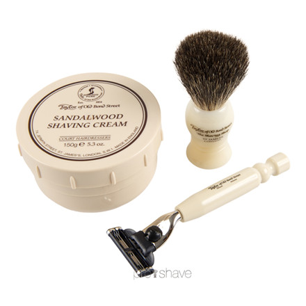 Taylor Of Old Bond Street Gaveæske med Skraber, Barberkost og Barbercreme, Sandeltræ