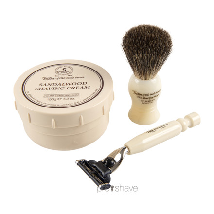 Taylor Of Old Bond Street Gaveæske med Skraber, Barberkost og Barbercreme, Sandeltræ
