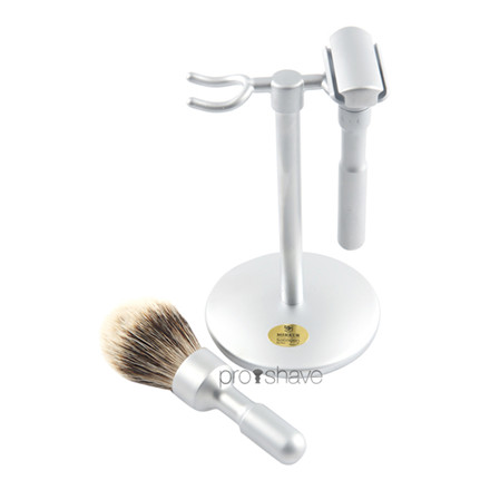 Merkur Futur Barbersæt - Skraber, børster og holder, Satin Finish