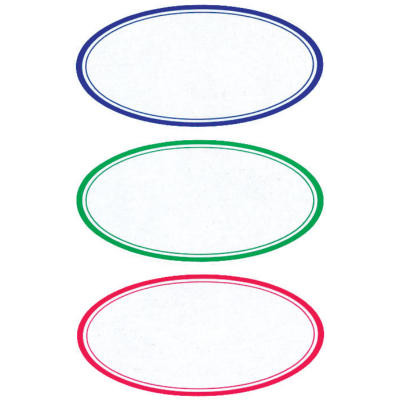 ETIKETTER OVAL MED FARVET KANT /4 ARK