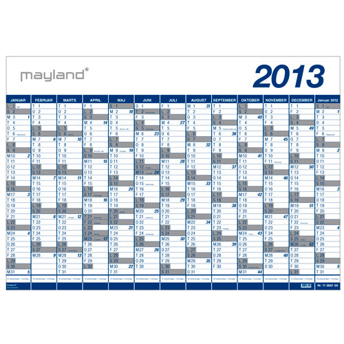 MAYLAND KÆMPEKALENDER 2013 MED 13 MDR. I PLAST RØR