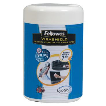 Fellowes Virashiled General Purpose Cleaning Wipes