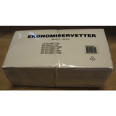 SERVIETTER 33 X 33CM 1-LAG HVID /600 STK