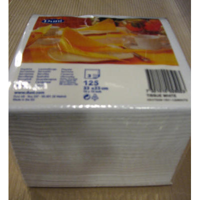 SERVIETTER 33 X 33CM 3-LAG HVID /125 STK