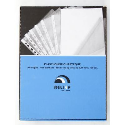 Relief A4 plastlomme Basic, åben top+side, 100 stk. pr. pakke
