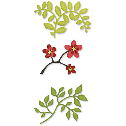 Skæreskabelon, 6,5x9,3 cm, blomster og grene, 1 stk.