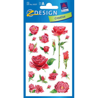 STICKERSBLOMSTER ROSER PAPIR 3 ARK