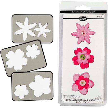 Skæreskabelon, 3x3 - 5x5 cm, blomster 3 stk., 1 stk.