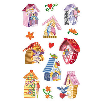 STICKERS PAPIR FUGLEKASSER M/FUGLE 3 ARK