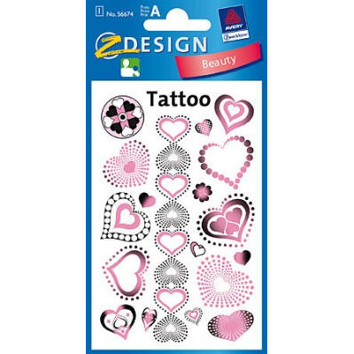 TATOVERINGER GLITTER HJERTER 1 ARK