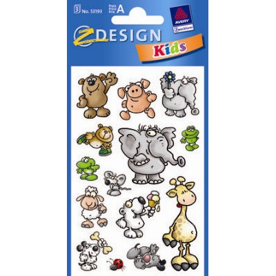 Stickers Dyr i tegneseriestil, papir