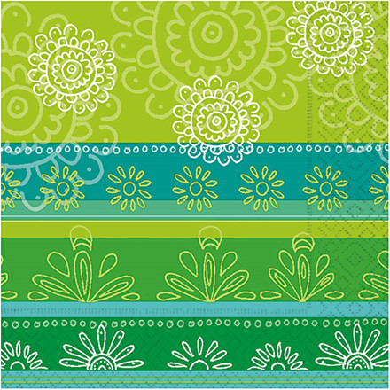 Servietter, 33x33 cm, blomster i det grønne, 20 stk.