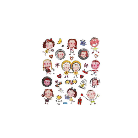 Fancy stickers, 15x16,5 cm, Børn, 1 ark