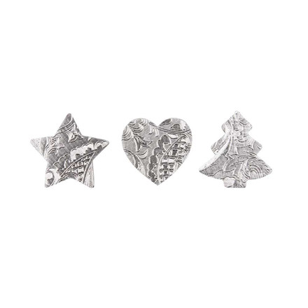 Julefigurer, 40 mm, antik sølv, 6 ass.