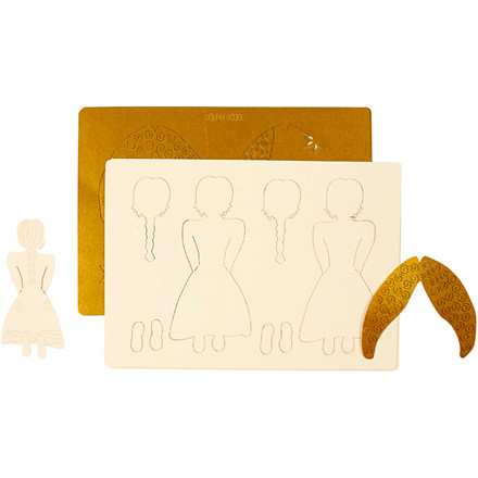 Lasercut dekosæt, julemotiver, 10,5x15 cm, hvid, engel, 4 ark