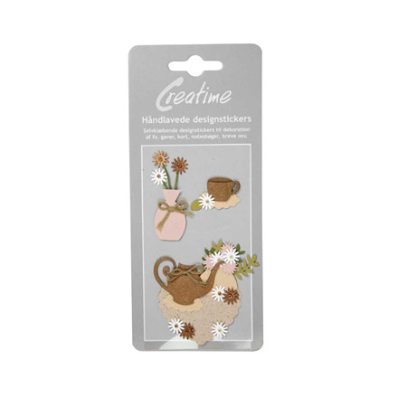 Håndlavede stickers, 5-6 cm, Tekande, 1 ark