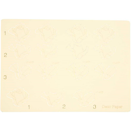 Decopapir, 10,5x15 cm, cream, rose, 1 sæt