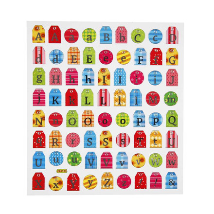 Fancy stickers, 15x16,5 cm, Alfabet 2, 1 ark