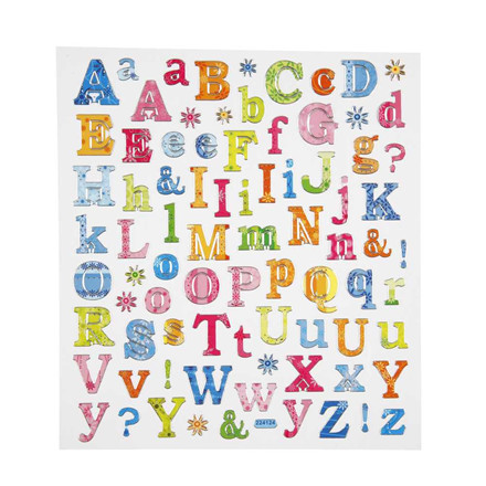 Fancy stickers, 15x16,5 cm, Alfabet 3, 1 ark