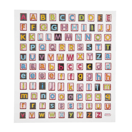 Fancy stickers, 15x16,5 cm, Alfabet 4, 1 ark