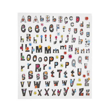 Fancy stickers, 15x16,5 cm, Alfabet 5, 1 ark