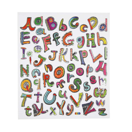 Fancy stickers, 15x16,5 cm, Alfabet 6, 1 ark