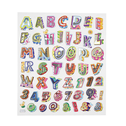 Fancy stickers, 15x16,5 cm, Alfabet 7, 1 ark
