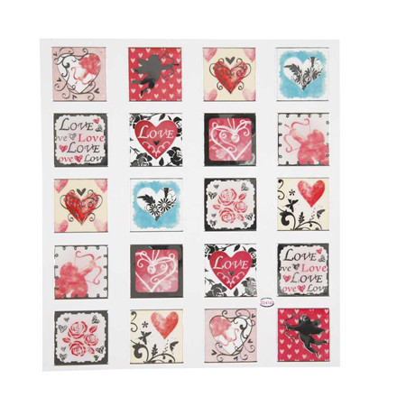Fancy stickers, 15x16,5 cm, Kærlighed, 1 ark