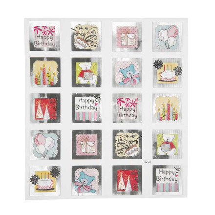 Fancy stickers, 15x16,5 cm, Fødselsdag, 1 ark